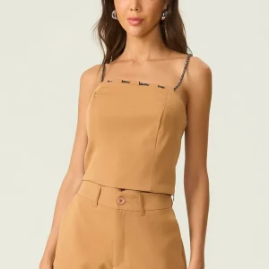 Top cropped alça cristal caramelo Fato Básico