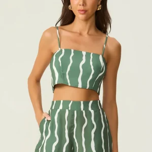 Top estampado alças verde Fato Básico
