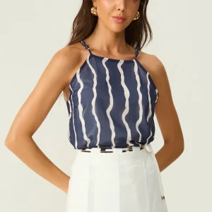 Blusa estampa listrada marinho Fato Básico