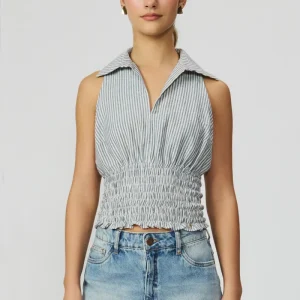 Blusa listrada rosa com lastex feminina Fato Básico