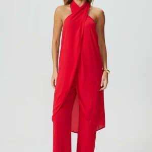 Blusa frente única alongada vermelha Fato Básico