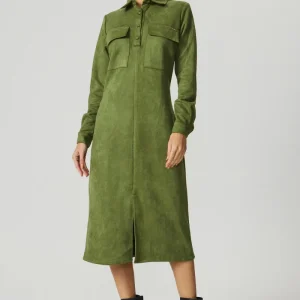 Vestido chemise suede verde Fato Básico