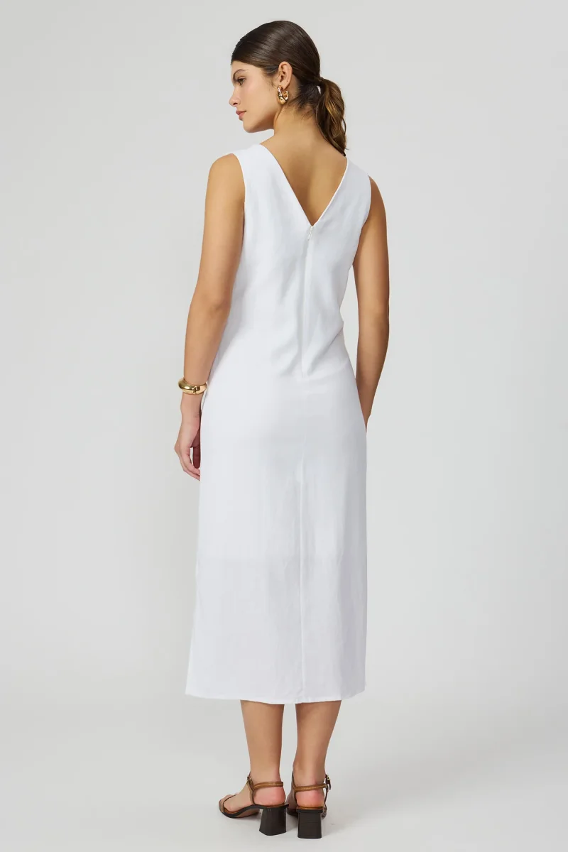 Vestido midi off white linho feminino Fato Básico - Image 5