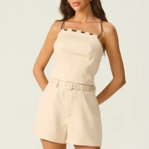 Shorts alfaiataria com cinto bege Fato Básico