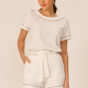 Shorts em linho off white Fato Básico