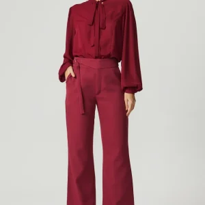Calça alfaiataria cós transpassado merlot Fato Básico