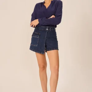Short saia cargo jeans Fato Básico