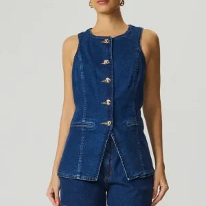 Shorts denim com pence Fato Básico