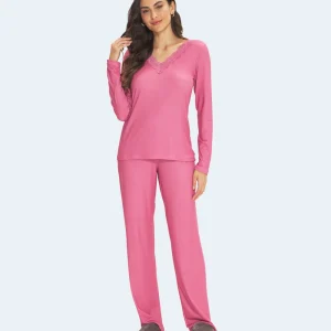 Pijama Peach Touch Fechado Decote V com Renda - DANKA