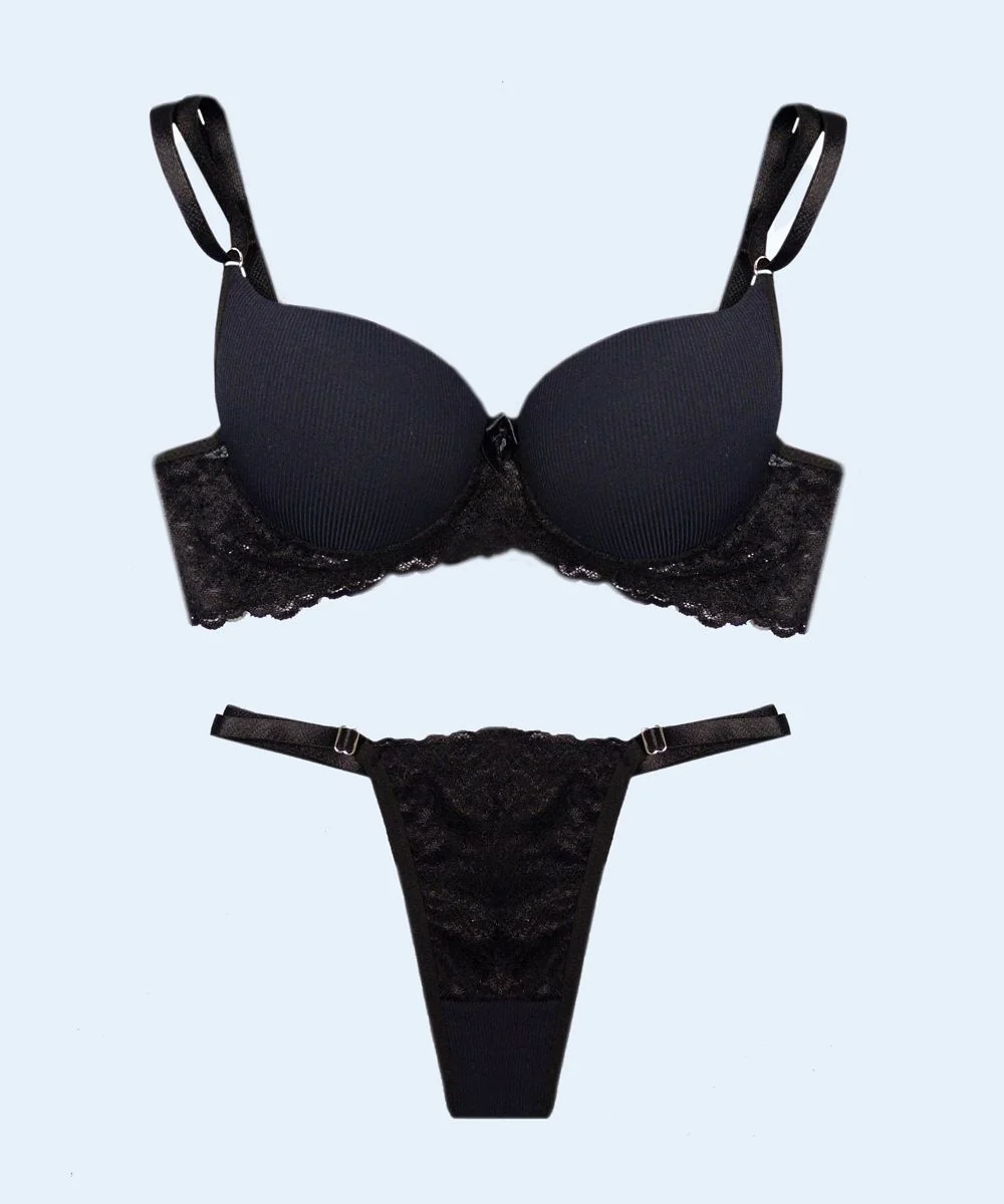 Conjunto Canelado com Renda String - FEMME FATALLE - Image 5