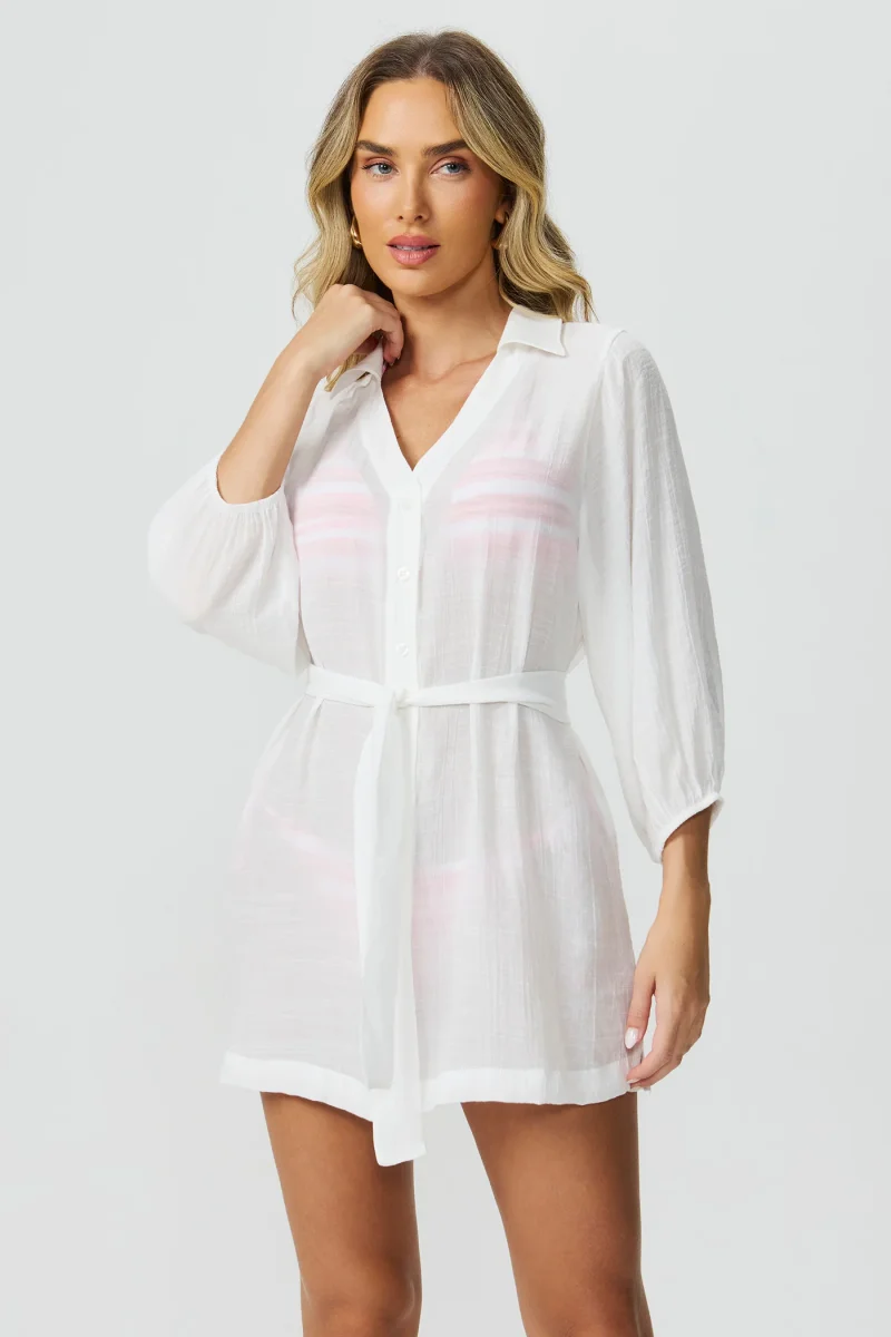 Saída de praia off white detalhe amarração Fato Básico - Image 2