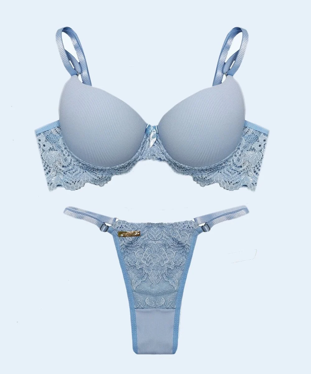 Conjunto Canelado com Renda String - FEMME FATALLE
